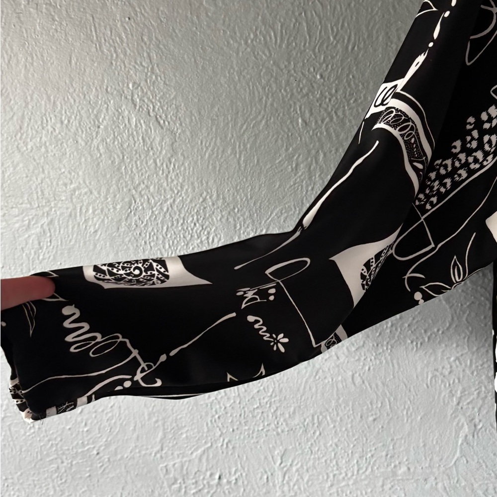 Vintage Peter Popovitch Black & White Abstract Print Open Front Jacket M - Picture 10 of 10